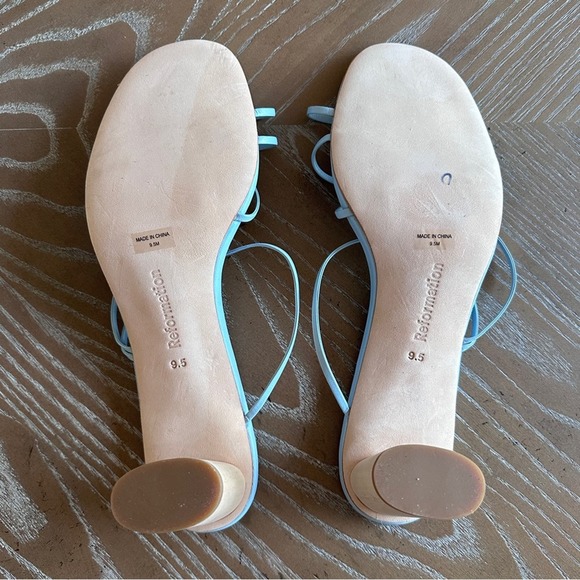 LIKE NEW Reformation Rachel Powder Blue Strappy Sandal Heel 9.5 - Picture 5 of 7